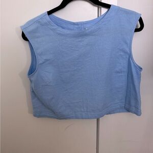 A New Day Sky Blue Sleeveless Crop Top